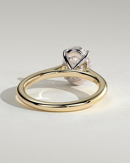Hilary - Oval Claw Solitaire with Cathedral High Setting Engagement Ring - Yellow Two-Tone