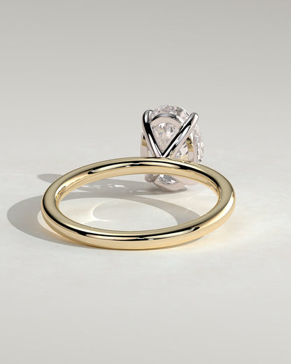 Daisy - Classic Oval Claw Solitaire Engagement Ring - Yellow Two-Tone