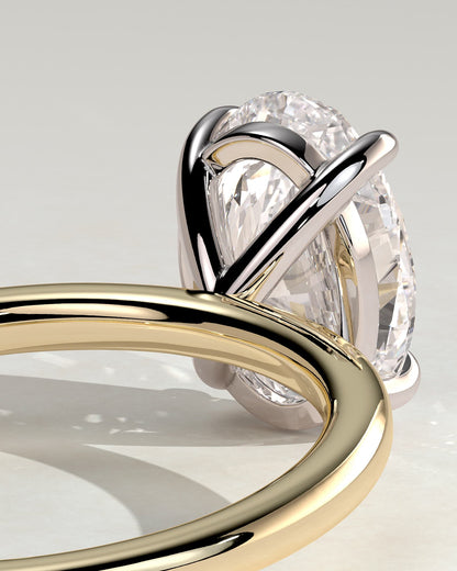 Daisy - Classic Oval Claw Solitaire Engagement Ring - Yellow Two-Tone