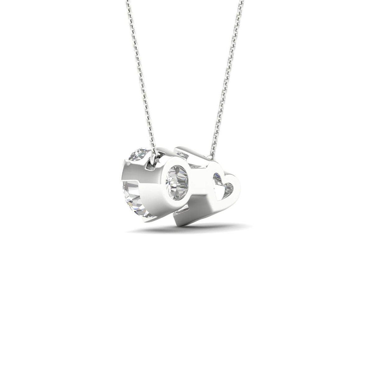 Heart Round Diamond Two-Stone Necklace