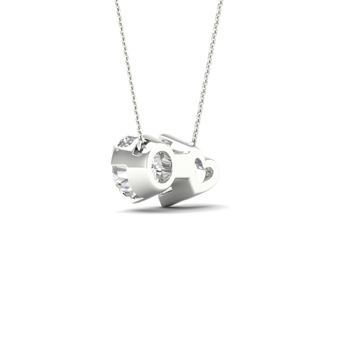 Heart Round Diamond Two-Stone Necklace