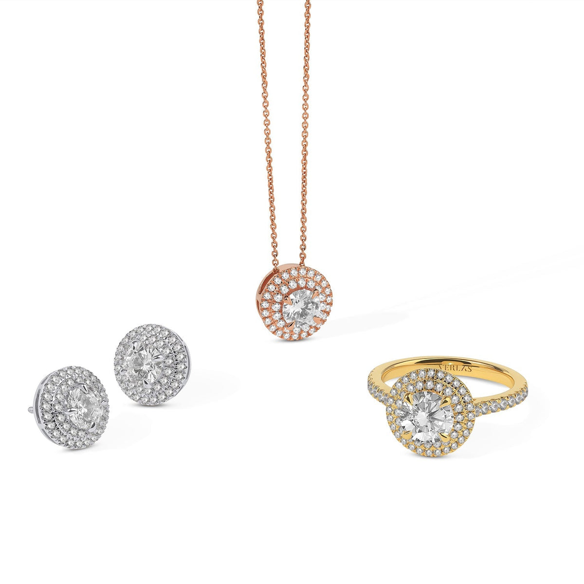 Quaint Double Halo Round Pendant