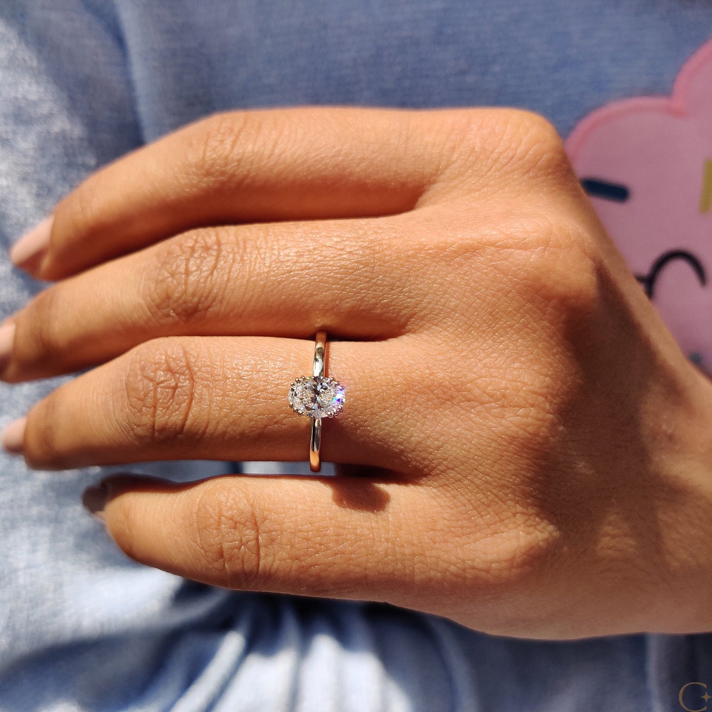 Oval Shaped Diamond Ring In Solitaire Setting