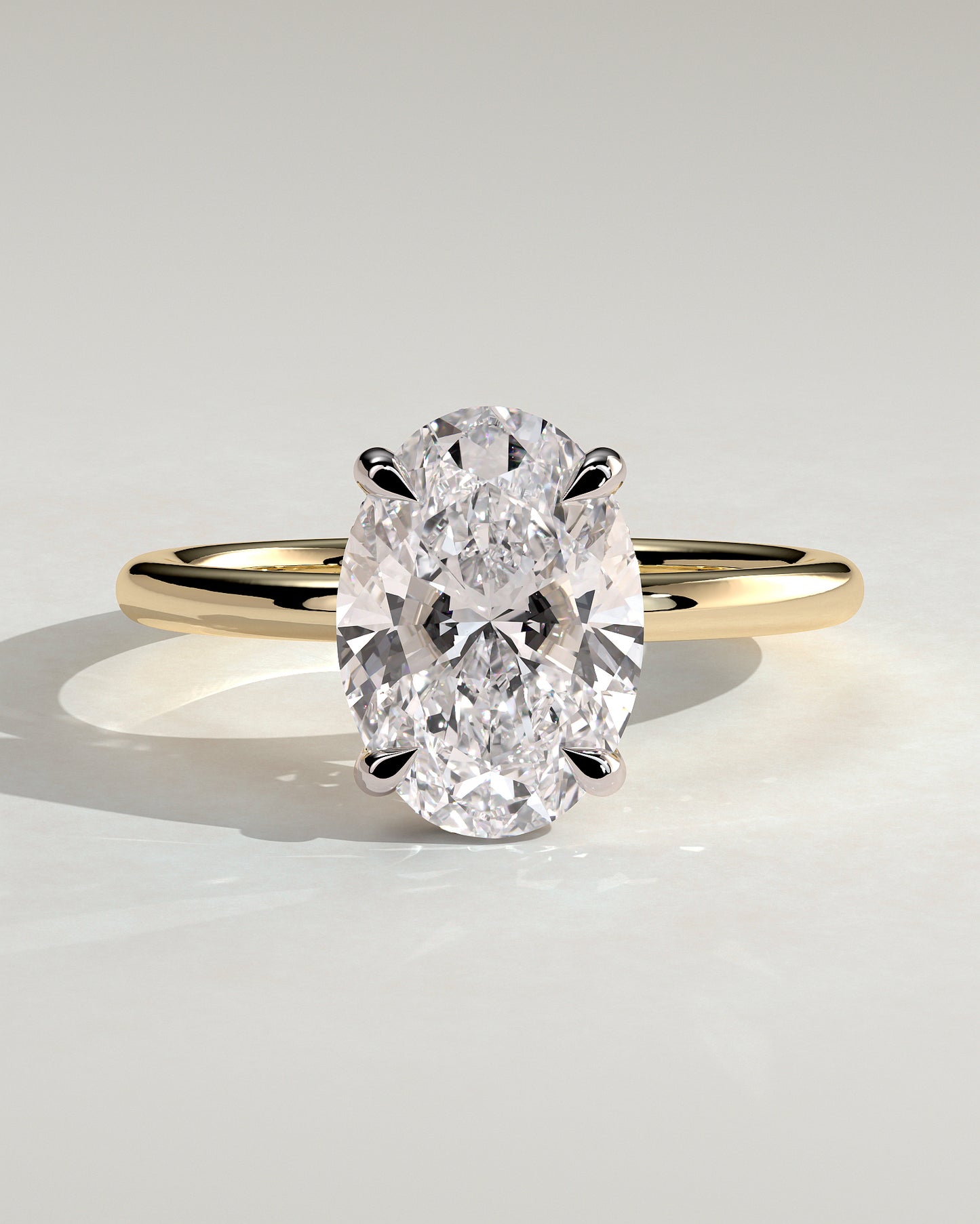 Emma  Oval Solitaire with Hidden Halo - 3ct Yellow Gold/White Gold