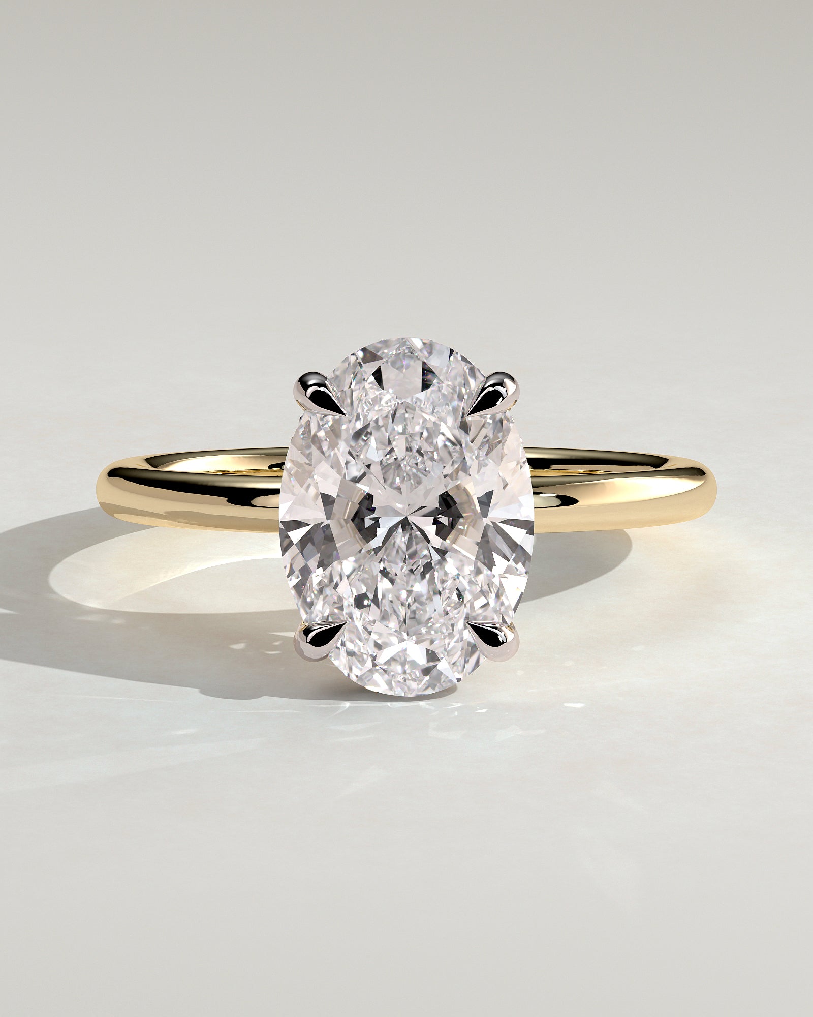Emma  Oval Solitaire with Hidden Halo - 3ct Yellow Gold/White Gold