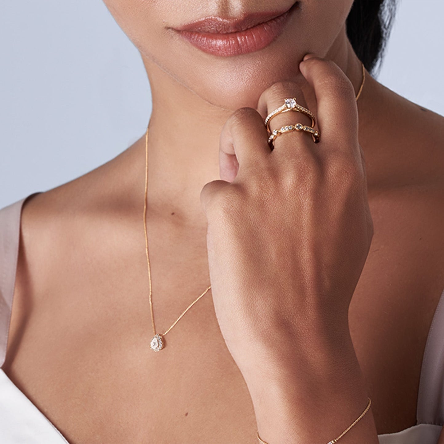 Petite Dewdrop Halo Necklace