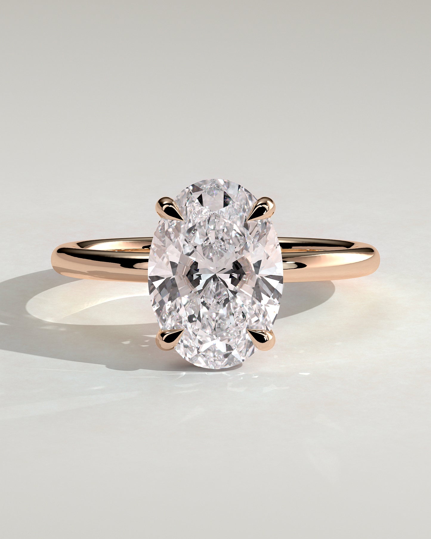 Emma  Oval Solitaire with Hidden Halo - 3ct Rose Gold