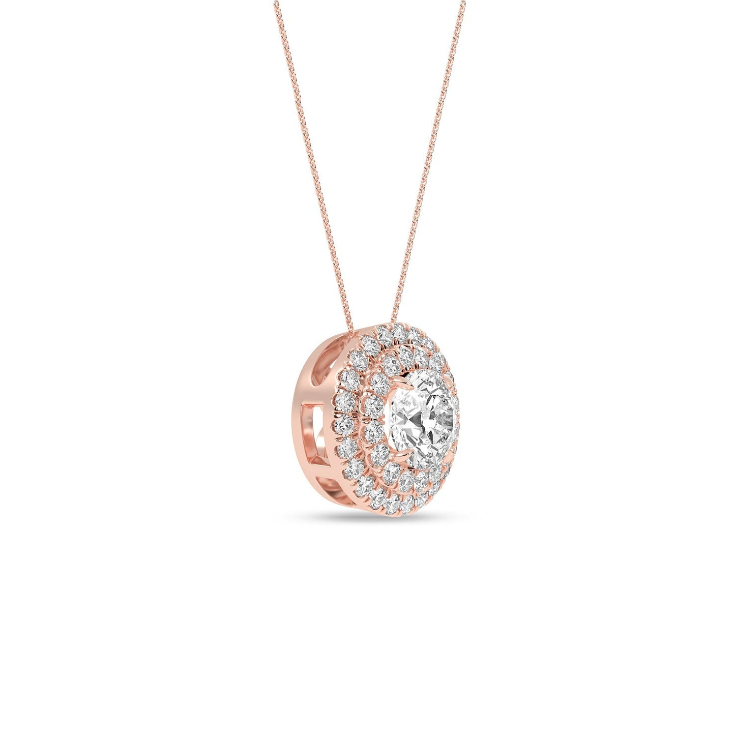 Quaint Double Halo Round Pendant