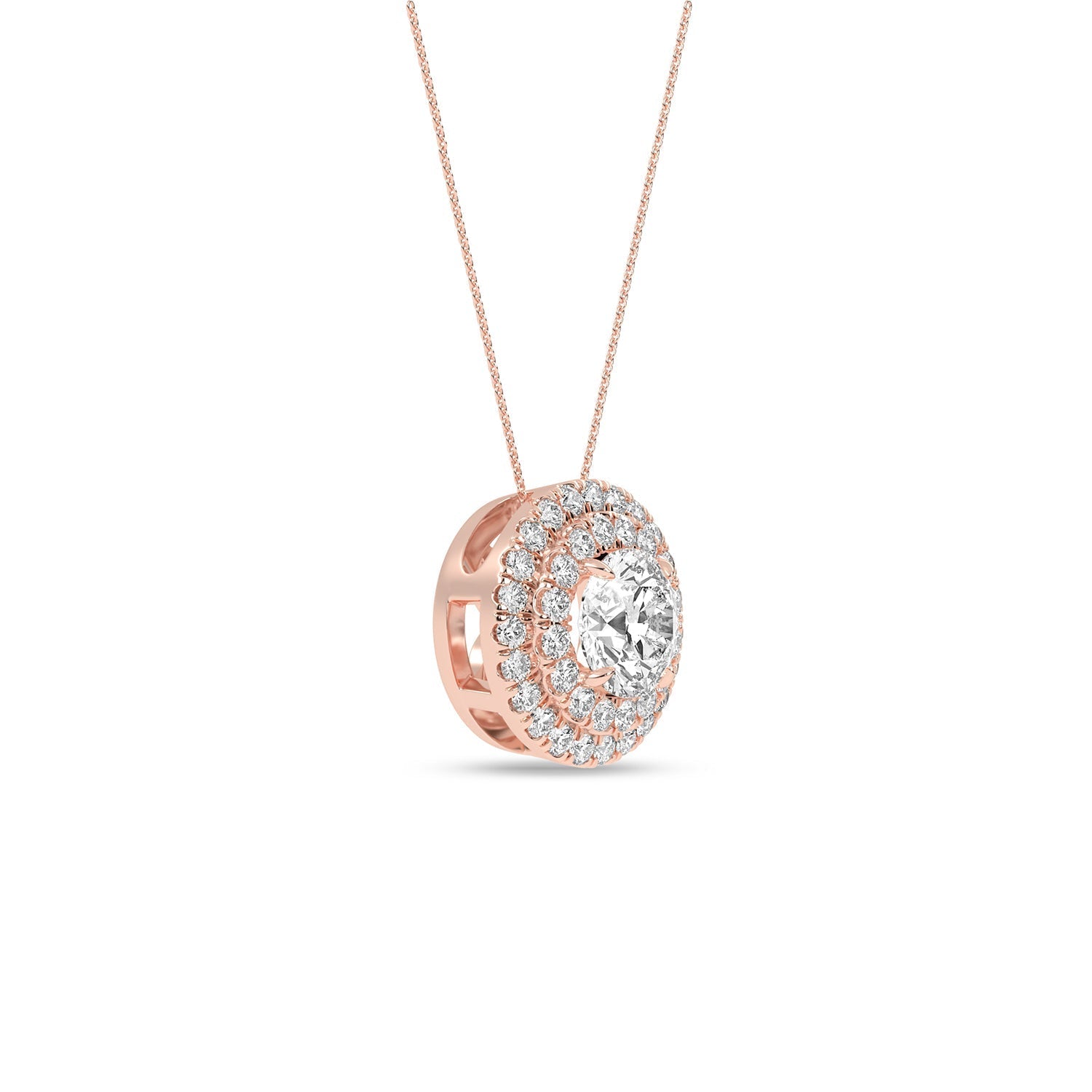 Quaint Double Halo Round Pendant