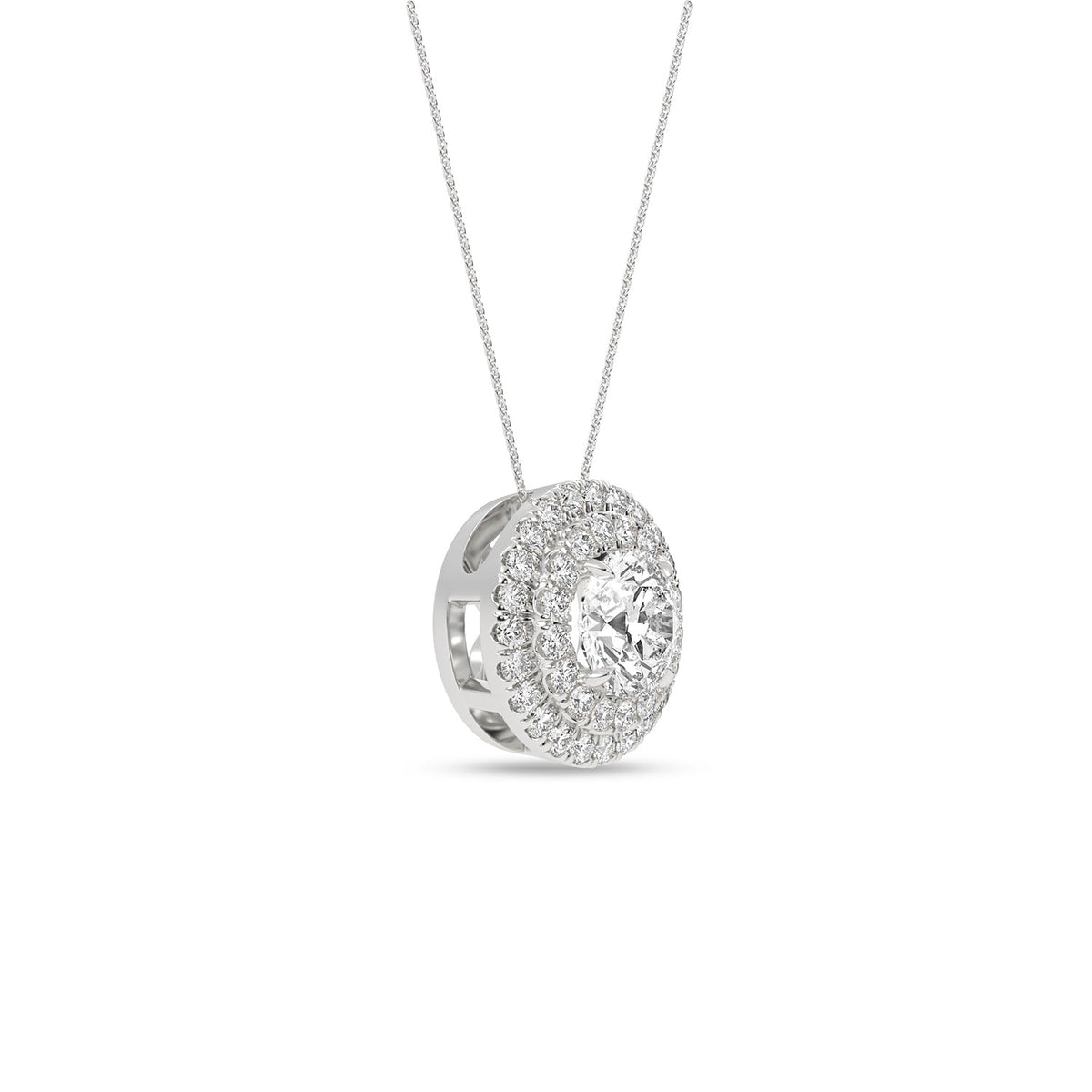 Quaint Double Halo Round Pendant