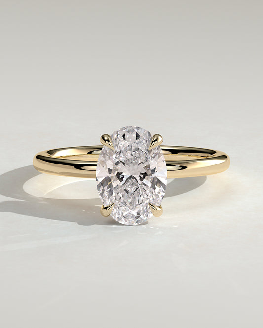 Daisy - Classic Oval Claw Solitaire Engagement Ring - Yellow Gold - Yellow Gold 2ct
