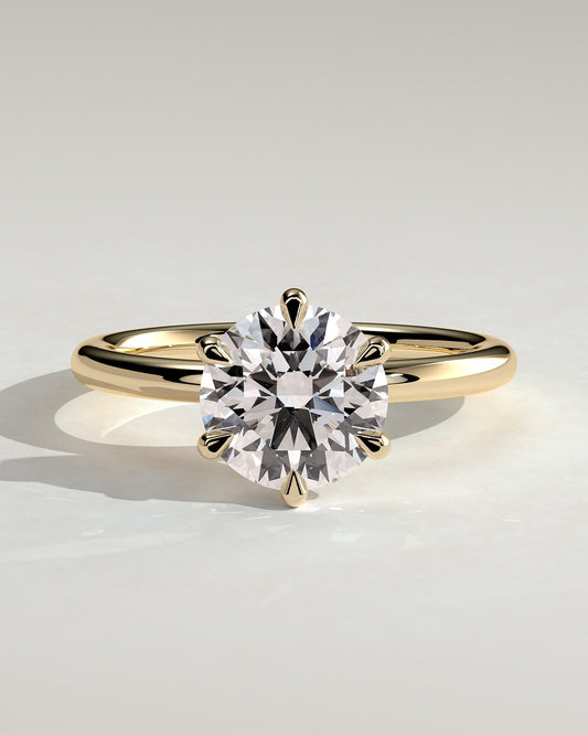 Louise - Round Claw Solitaire Engagement Ring - Yellow Gold