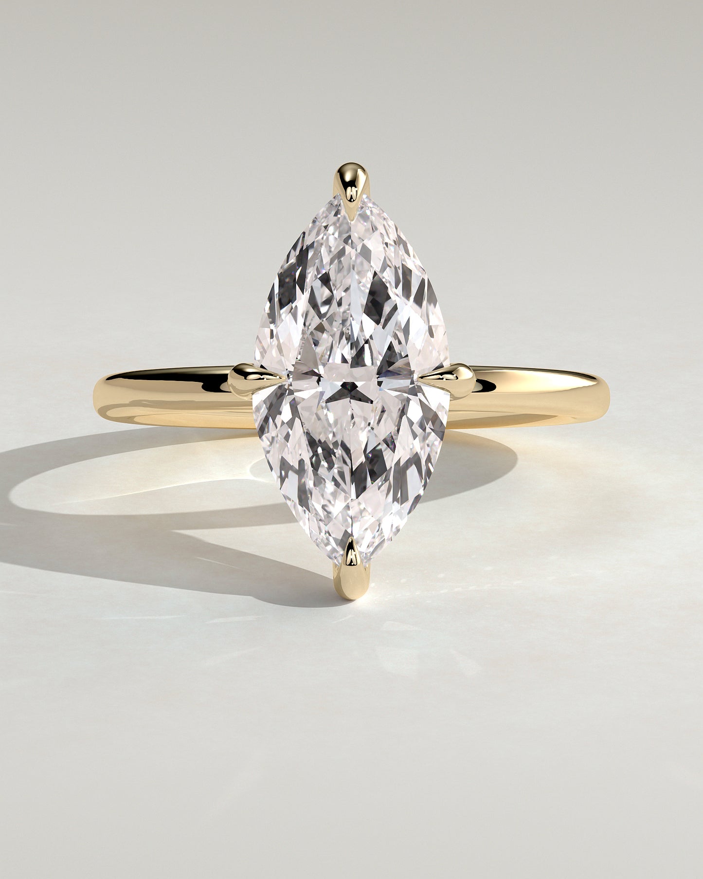 Hellen - Marquise Claw Solitaire with Hidden Halo Engagement Ring - Yellow Gold