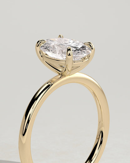 Daisy - Classic Oval Claw Solitaire Engagement Ring - Yellow Gold