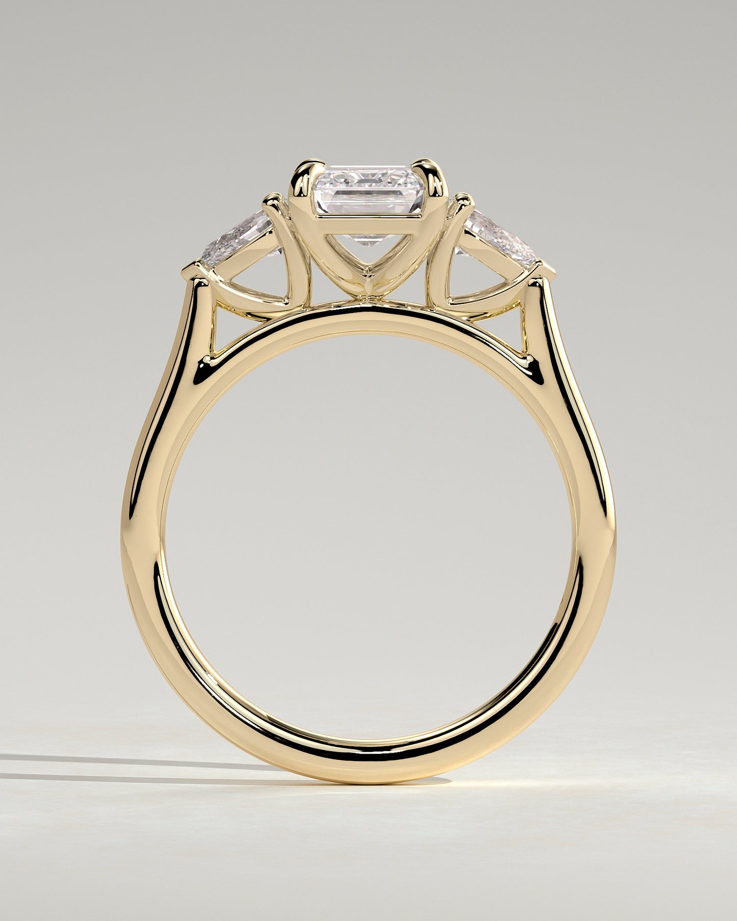 Davina - Emerald Claw Trilogy with Pear Side Stones and Cathedral Setting Engagement Ring - Yellow Gold - Yellow Gold 2ct