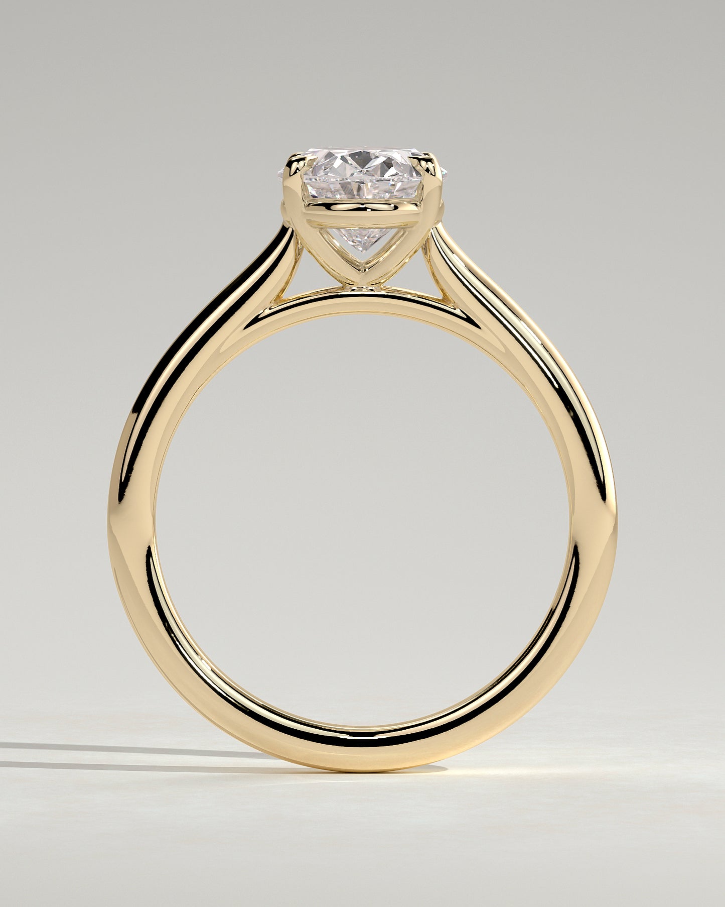 Hilary - Oval Claw Solitaire with Cathedral High Setting Engagement Ring - Yellow Gold - Yellow Gold 2ct