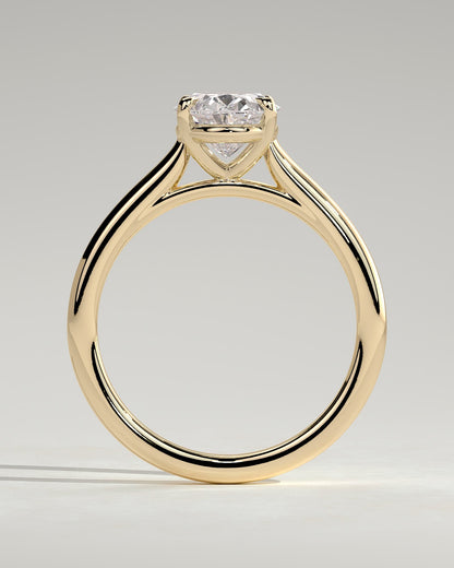 Hilary - Oval Claw Solitaire with Cathedral High Setting Engagement Ring - Yellow Gold