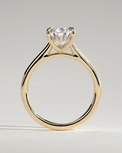 Kimberly - Pear Claw Solitaire with Hidden Halo and Cathedral High Setting Engagement Ring - Yellow Gold