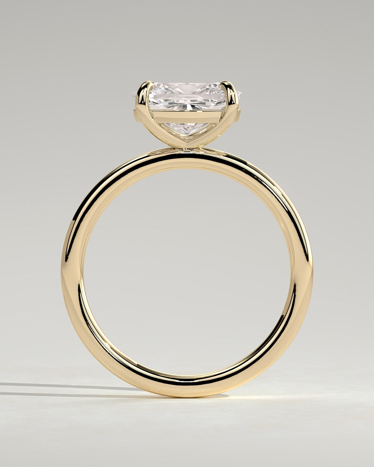 Lucille - Elongated Cushion East West Claw Solitaire Engagement Ring - Yellow Gold