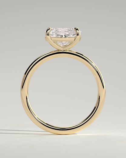 Lucille - Elongated Cushion East West Claw Solitaire Engagement Ring - Yellow Gold