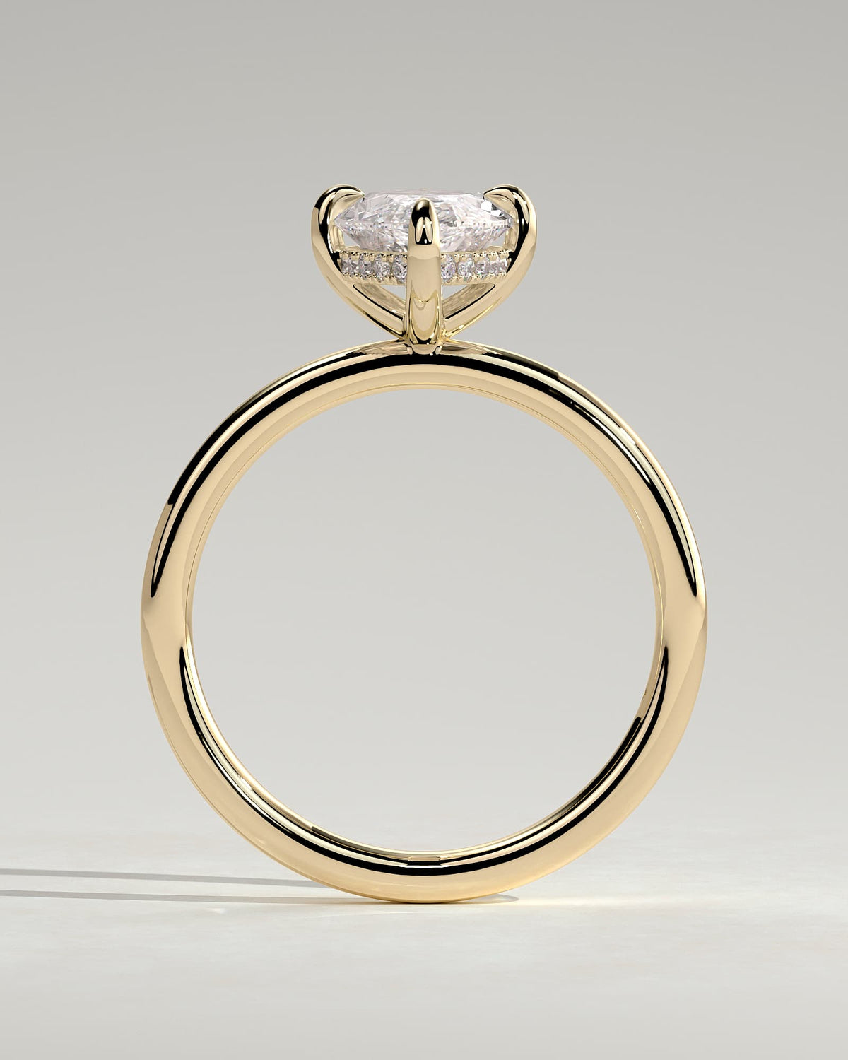 Hellen - Marquise Claw Solitaire with Hidden Halo Engagement Ring - Yellow Gold