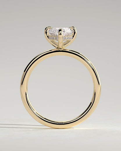 Hellen - Marquise Claw Solitaire with Hidden Halo Engagement Ring - Yellow Gold