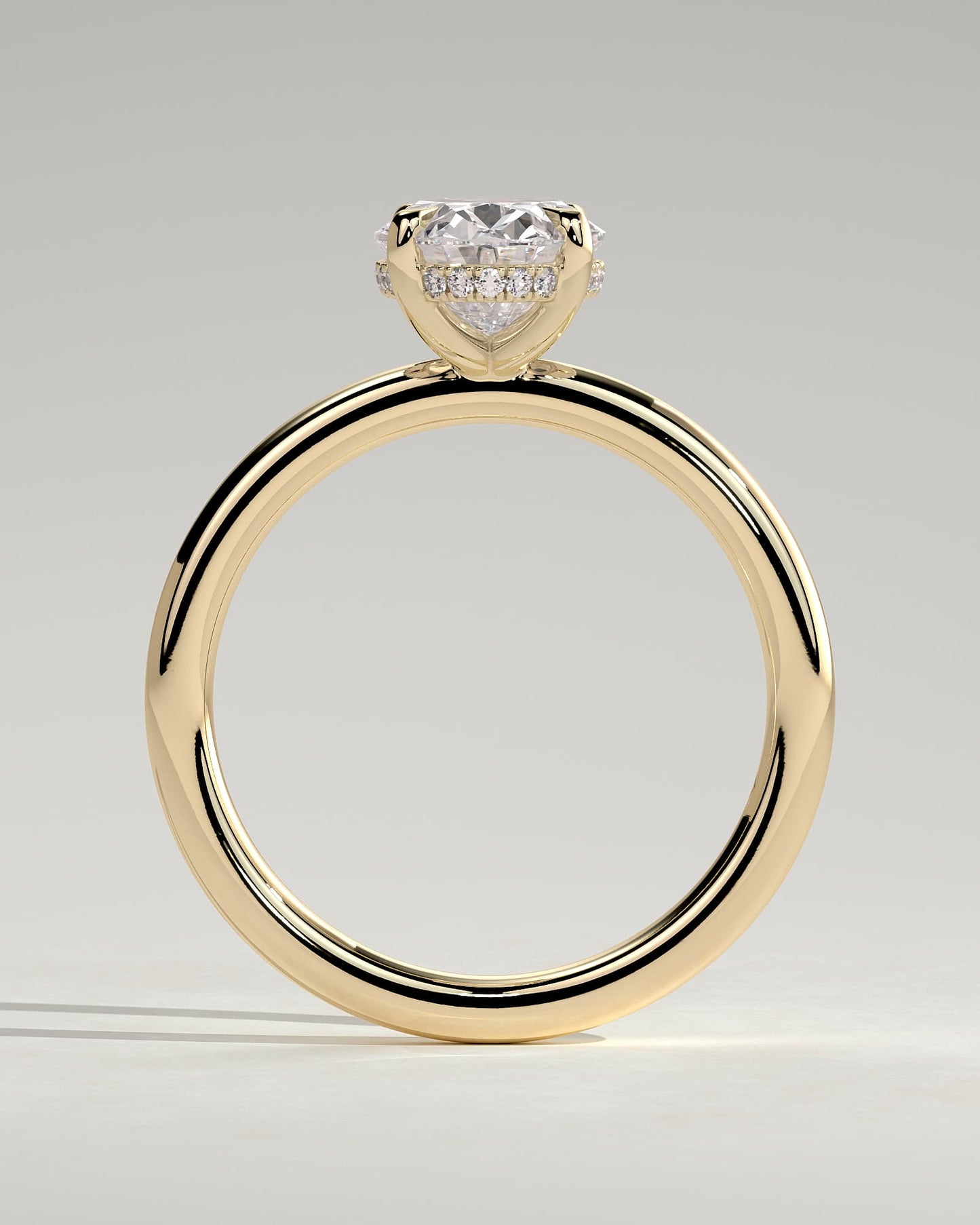 Emma - Classic Oval Claw Solitaire with Hidden Halo Engagement Ring - Yellow Gold