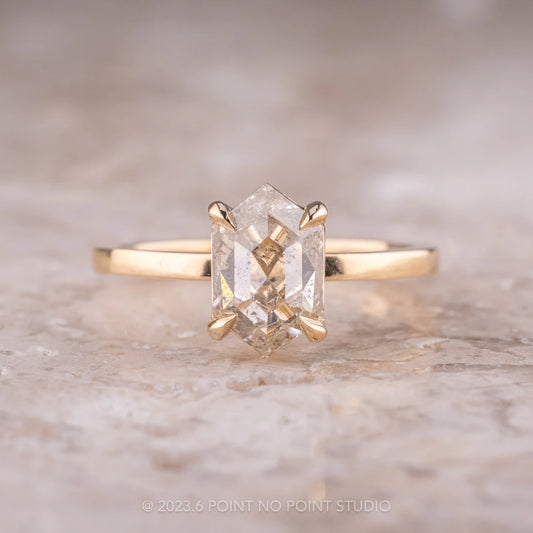 1.19 Carat Salt and Pepper Hexagon Diamond Engagement Ring,