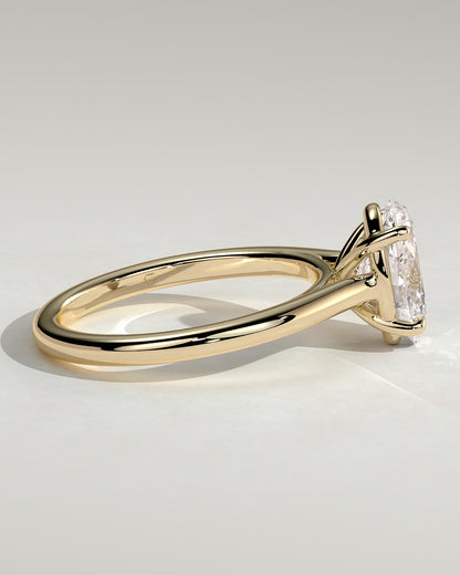 Hilary - Oval Claw Solitaire with Cathedral High Setting Engagement Ring - Yellow Gold