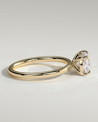 Lucille - Elongated Cushion East West Claw Solitaire Engagement Ring - Yellow Gold