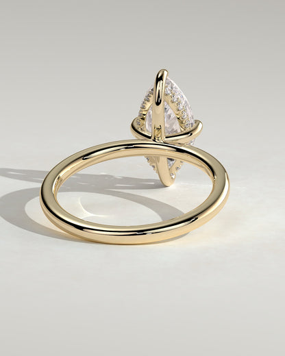 Hellen - Marquise Claw Solitaire with Hidden Halo Engagement Ring - Yellow Gold