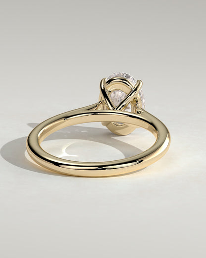 Hilary - Oval Claw Solitaire with Cathedral High Setting Engagement Ring - Yellow Gold