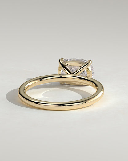 Lucille - Elongated Cushion East West Claw Solitaire Engagement Ring - Yellow Gold