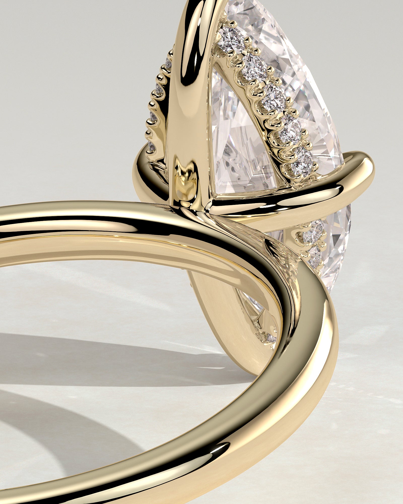 Hellen - Marquise Claw Solitaire with Hidden Halo Engagement Ring - Yellow Gold - Yellow Gold 2ct