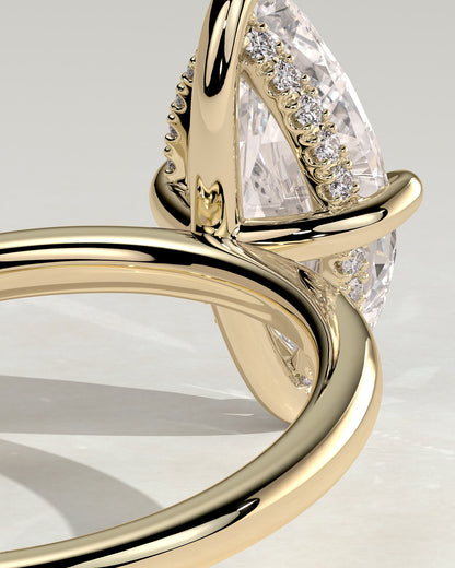 Hellen - Marquise Claw Solitaire with Hidden Halo Engagement Ring - Yellow Gold