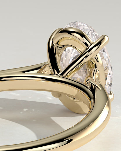 Hilary - Oval Claw Solitaire with Cathedral High Setting Engagement Ring - Yellow Gold