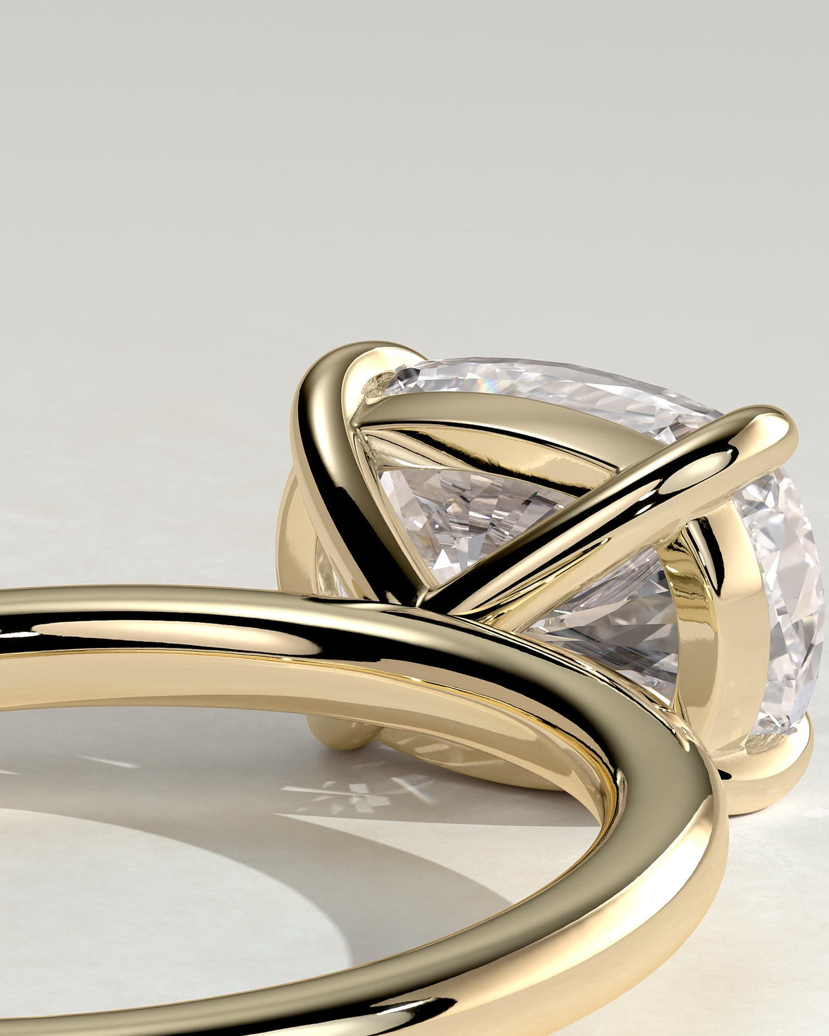 Lucille - Elongated Cushion East West Claw Solitaire Engagement Ring - Yellow Gold