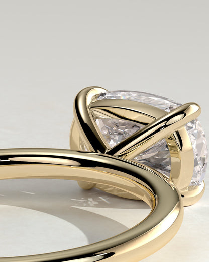 Lucille - Elongated Cushion East West Claw Solitaire Engagement Ring - Yellow Gold