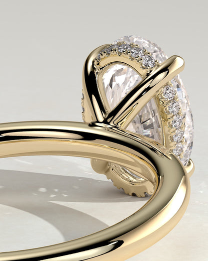 Emma - Classic Oval Claw Solitaire with Hidden Halo Engagement Ring - Yellow Gold