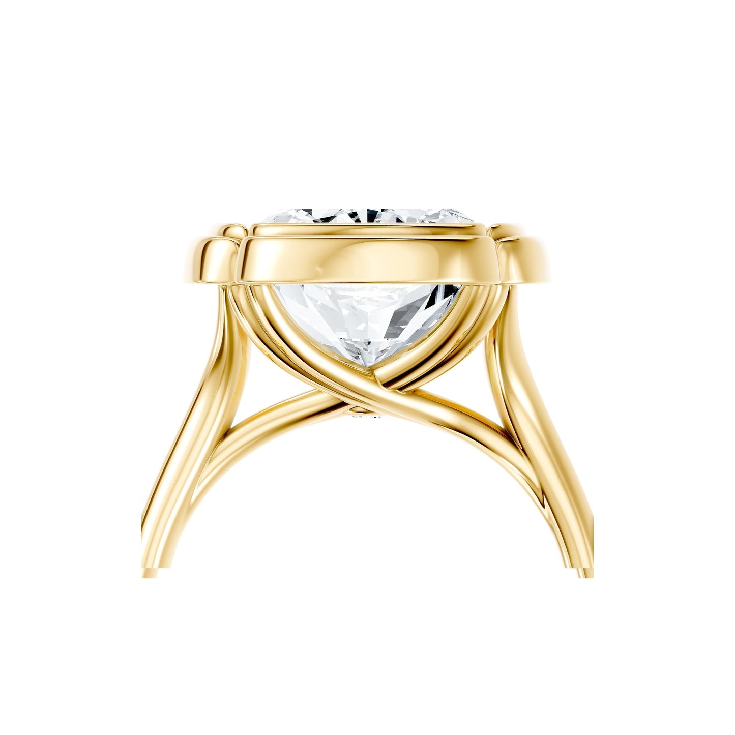 Lara Jewels High Jewellry Dorée Solitaire Lab Diamond Engagement Ring - Cushion - 18k Yellow Gold - Lifestyle View