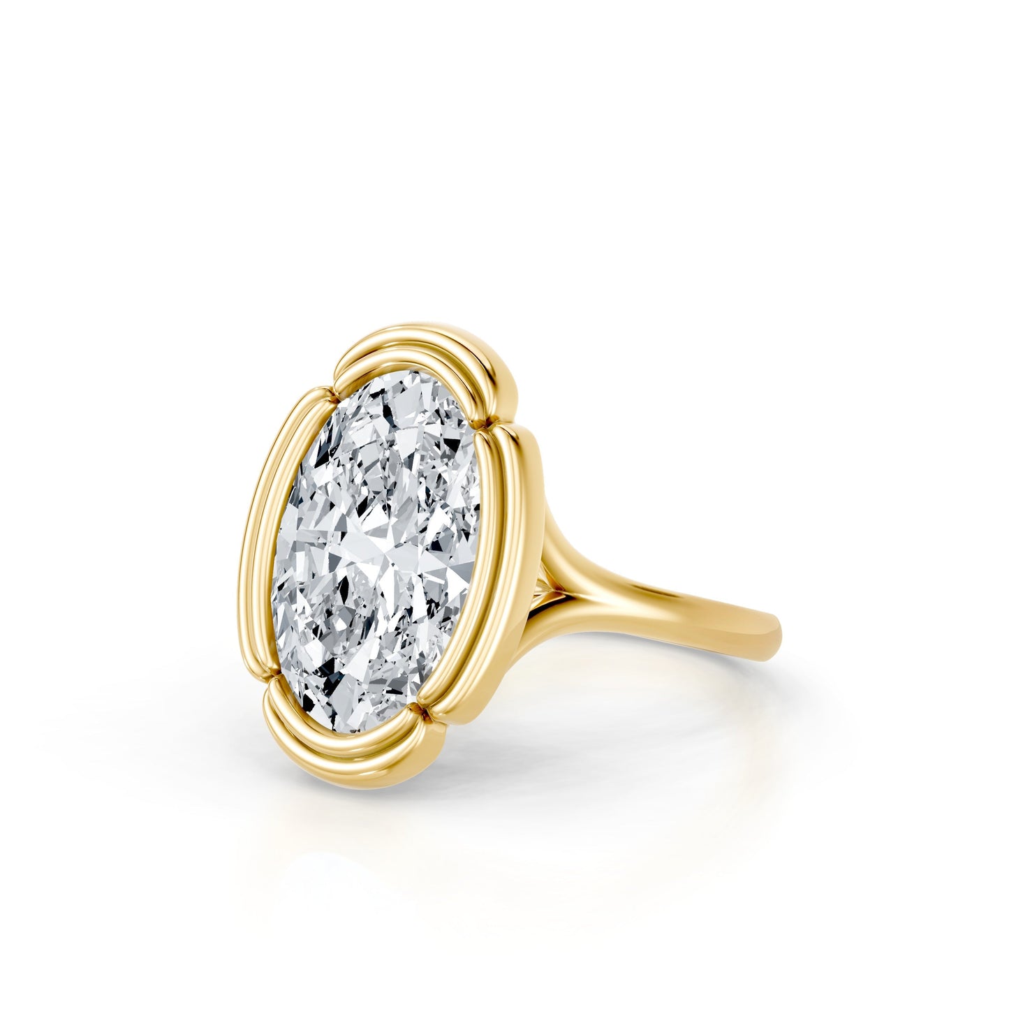 Lara Jewels High Jewellry High Jewelry | Dorée Solitaire Lab Diamond Engagement Ring - Oval - 14k Yellow Gold - Side View