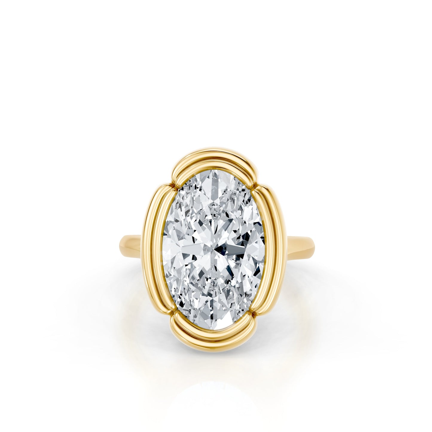 Lara Jewels High Jewellry High Jewelry | Dorée Solitaire Lab Diamond Engagement Ring - Oval - 18k Yellow Gold - Front View