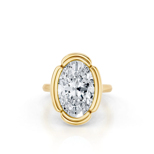 Lara Jewels High Jewellry High Jewelry | Dorée Solitaire Lab Diamond Engagement Ring - Oval - 18k Yellow Gold - Front View