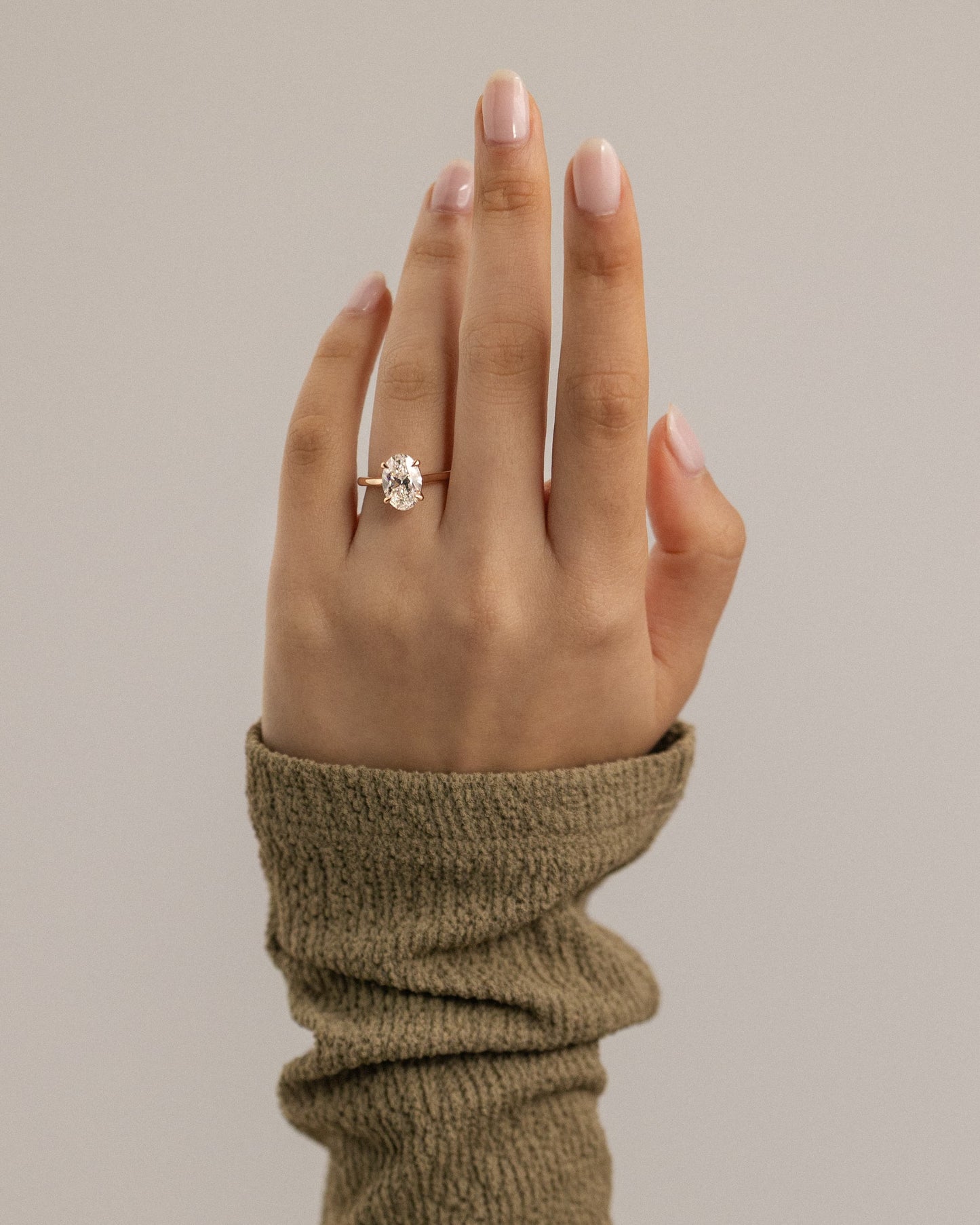 Hilary - Oval Claw Solitaire with Cathedral High Setting Engagement Ring - Yellow Gold