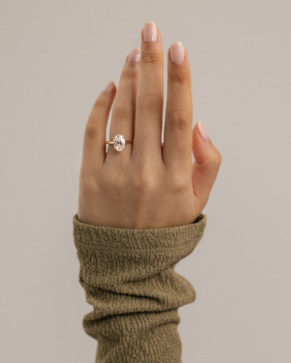 Hilary - Oval Claw Solitaire with Cathedral High Setting Engagement Ring - Yellow Gold