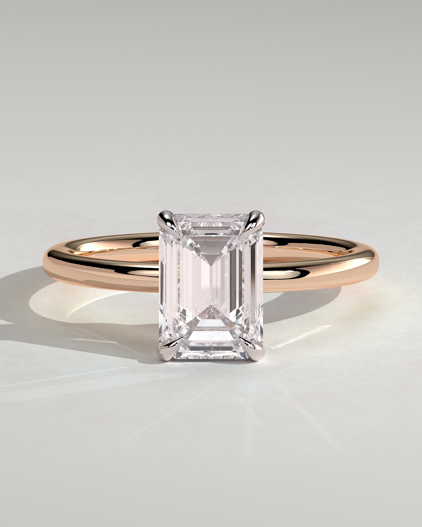 Alina - Emerald Claw Solitaire Engagement Ring - Rose Two-Tone - Rose Two-Tone 2ct