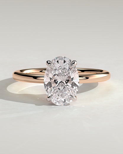 Daisy - Classic Oval Claw Solitaire Engagement Ring - Rose Two-Tone