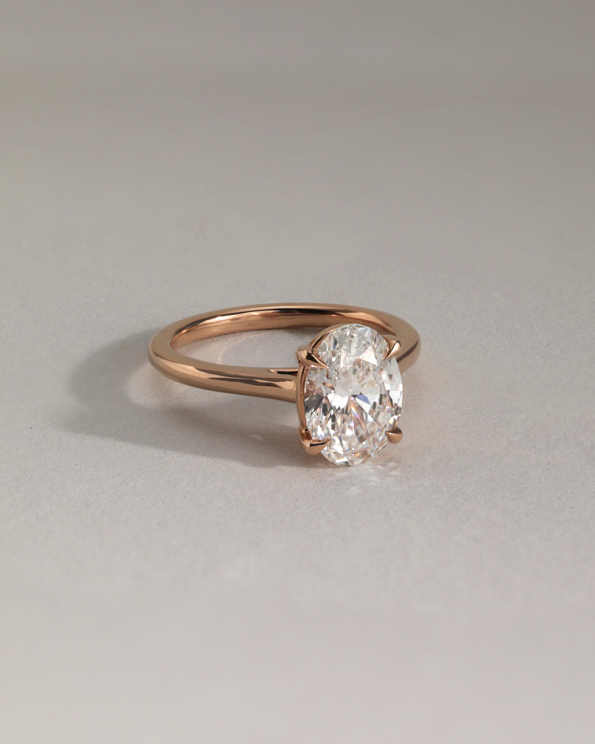 Hilary - Oval Claw Solitaire with Cathedral High Setting Engagement Ring - Rose Two-Tone - Lifestyle