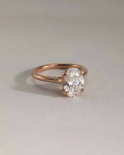Hilary - Oval Claw Solitaire with Cathedral High Setting Engagement Ring - Yellow Gold