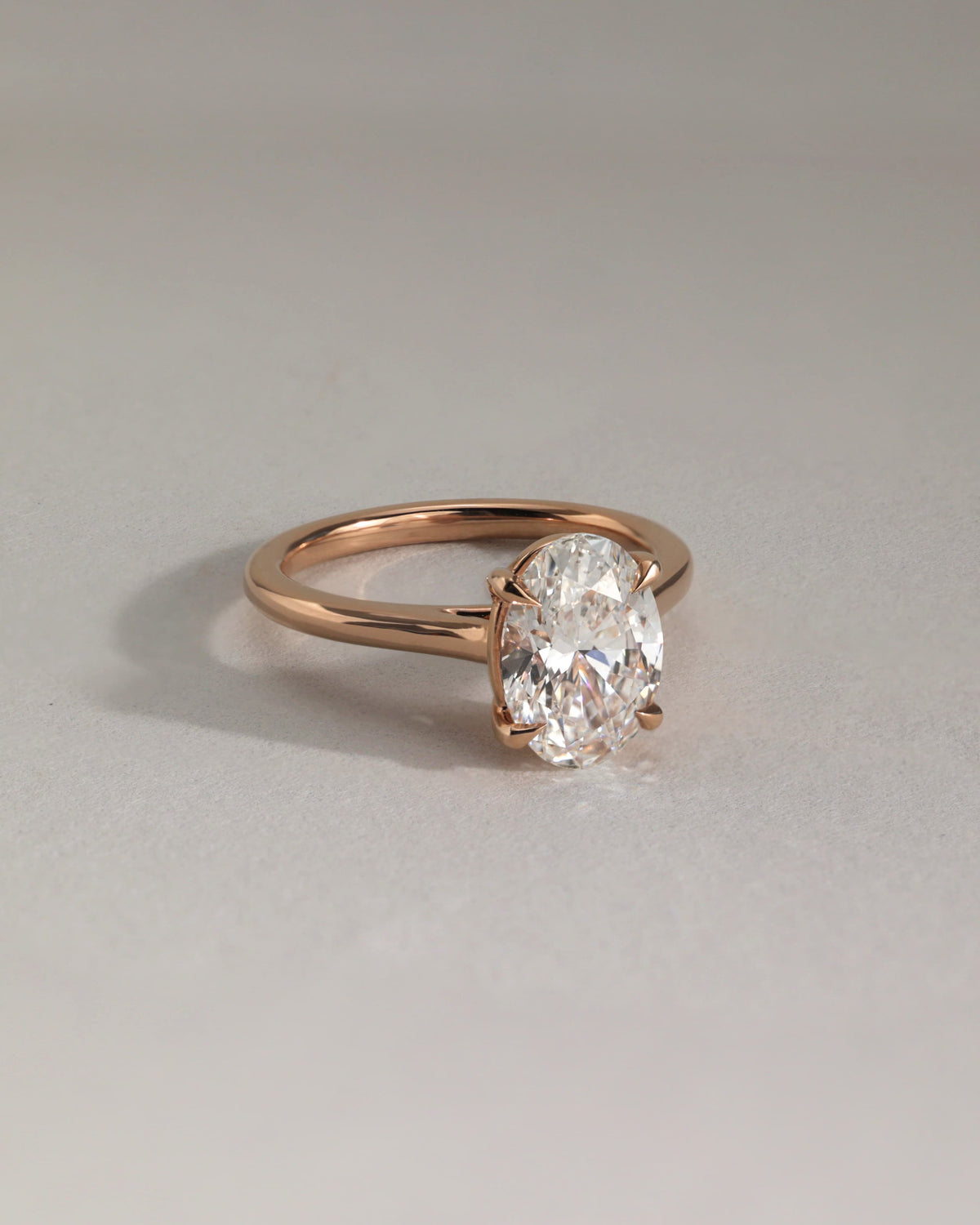 Hilary - Oval Claw Solitaire with Cathedral High Setting Engagement Ring - White Gold